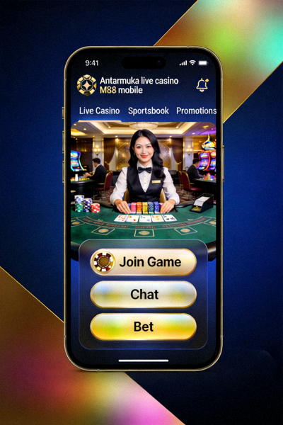 Antarmuka live casino M88 mobile dengan streaming dealer langsung
