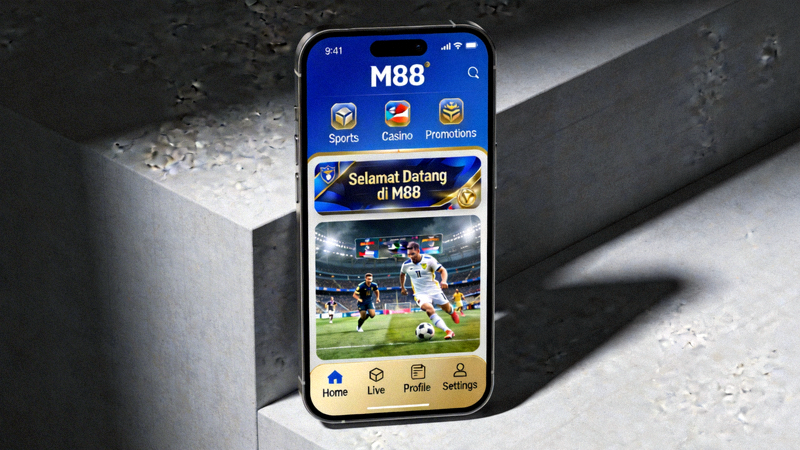 Demo tampilan aplikasi M88 mobile di smartphone