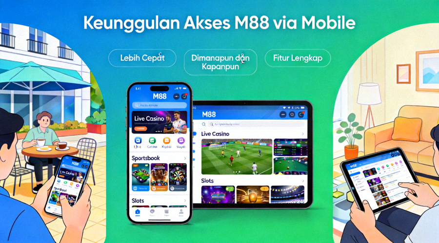 Ilustrasi keunggulan akses M88 melalui perangkat mobile