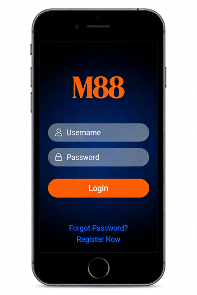 Tampilan halaman login M88 di smartphone Android
